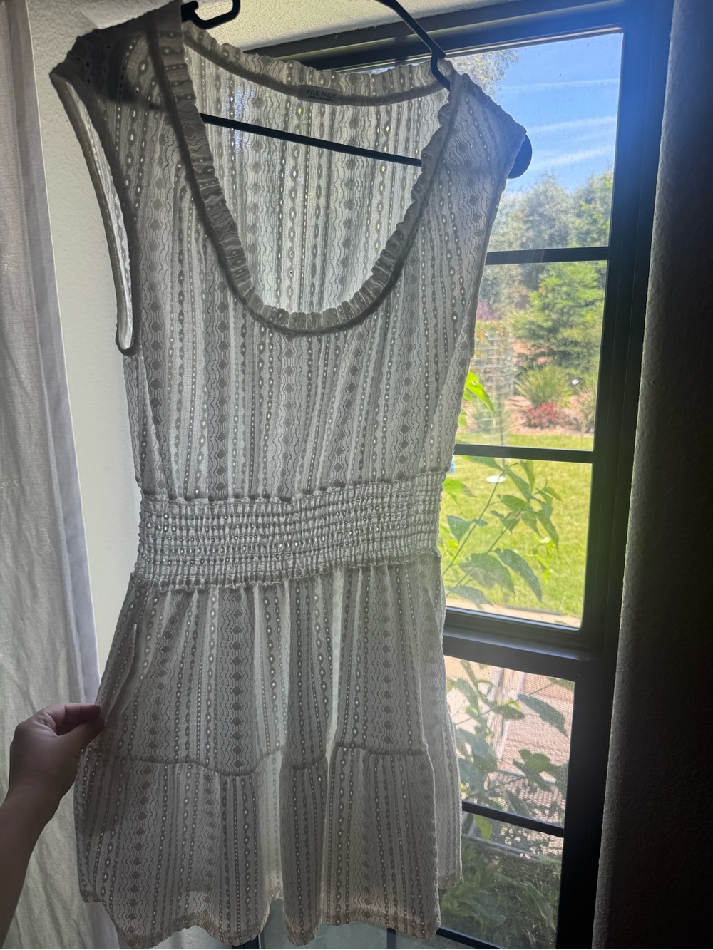 White Sleeveless Eyelet Summer Dress - Elegant Casual